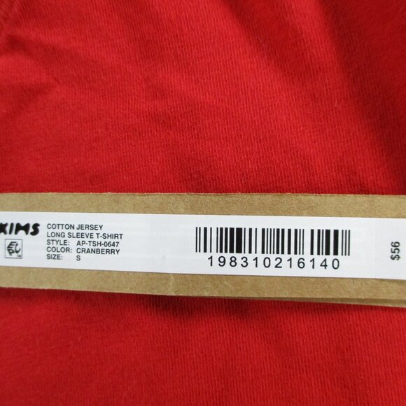 SKIMS Cotton Jersey Long Sleeve T Shirt Womens Small Cranberry Red NWT - Picture 7 of 9